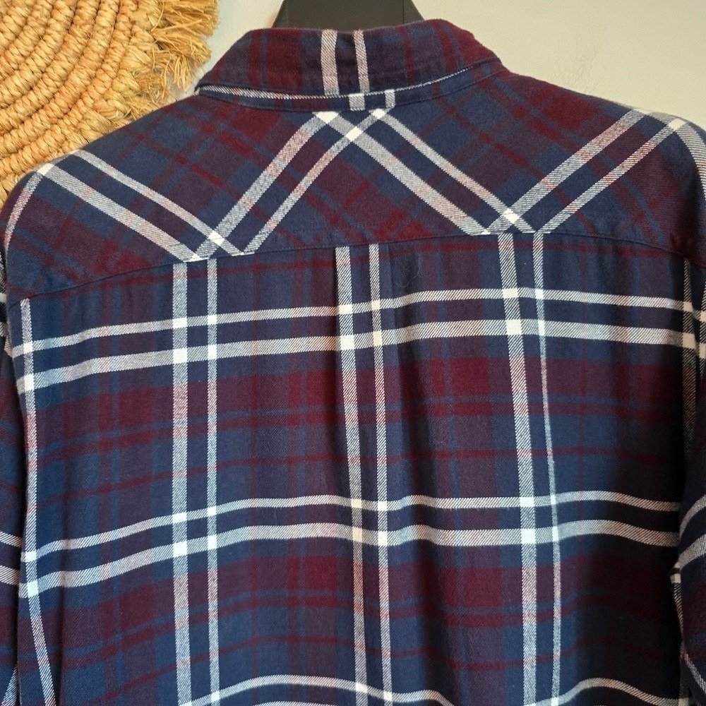 Everlane Men's Navy Red The Brushed Button Down Flannel Shirt SZ Large Rugged - Picture 7 of 10